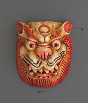 Wooden Snow Lion Wall Art | Handcrafted Tibetan Decor