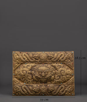 Sacred Tibetan Dragon Wall Hanging | Brass Buddhist Home Decor