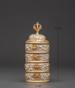 Handcrafted Tibetan Buddhist Rice Pot | Copper & Gold Plated Ritual Vessel