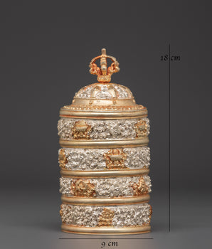 Traditional Handmade Tibetan Rice Pot | Copper with Gold & Silver Plating