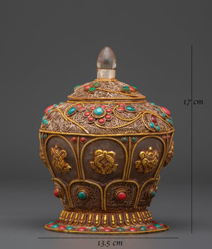 Sacred Rice Pot with 8 Auspicious Symbols | Spiritual Home Decor