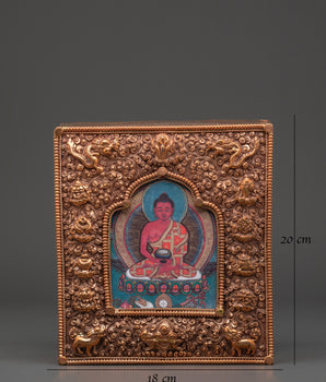Copper Shakyamuni Buddha Ghau Box | Ritual Box for Sacred Artifacts