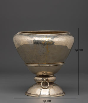 Handmade White Metal Golpa  | Traditional Ritual Bowl