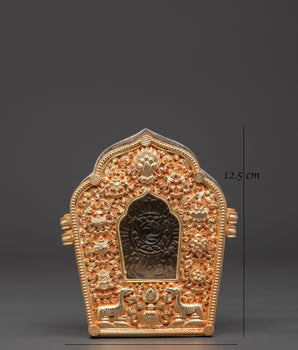 Copper Gold Plated Tibetan Buddhist Ghau Box | Sacred Box for Spiritual Practice