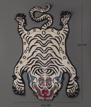 Hand Knotted White Tiger Rug | Stylish Home Decor