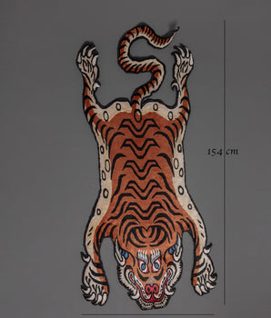 Handwoven Tiger Design Rug  For Home Decor