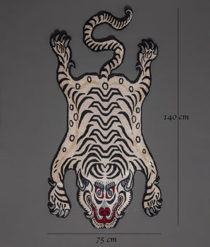 Symbolic Tiger Design Rug | Unique Handcrafted Viscose Rug for Home Décor