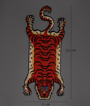 Tibetan Tiger Design Rug | Viscose Handcrafted Rug For Unique Decor