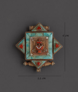Tibetan Ghau Box Locket pendant | Silver, Gold Plated Artificial Stones