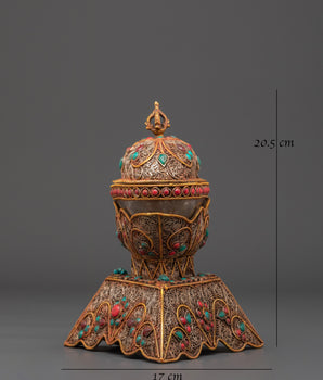 Spiritual Kapala Offering Cup | Handcrafted Buddhist Ritual Vessel