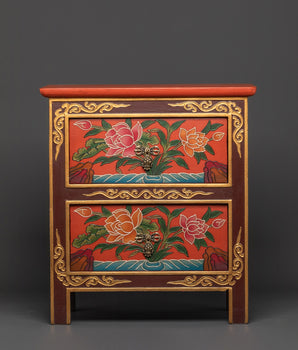 Tibetan Buddhist Drawer Box | Handcrafted Wooden Storage Box