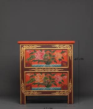 Tibetan Buddhist Drawer Box | Handcrafted Wooden Storage Box