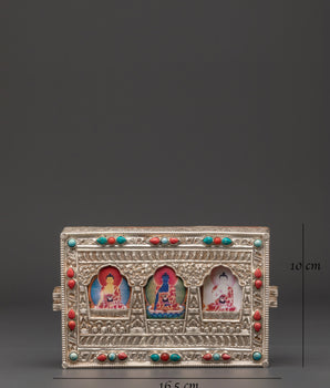 Sacred Tibetan Three Buddha Ghau Box | Sacred Buddhist Amulet for Spiritual Protection