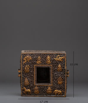 Gold-Plated Prayer Box | Tibetan Ghau Box