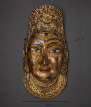 Gold Plated Indra Face Wall Art | Lord of Rain