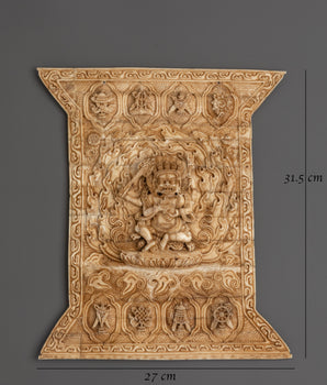 Tibetan Bone Carving Four Armed Mahakala | Tibetan Buddhist Art
