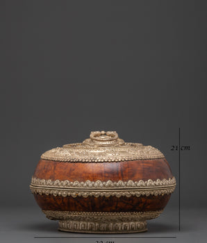 Authentic Buddhist Wood Rice Pot | Ritual Offering