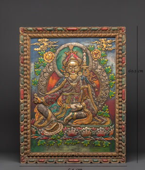 Wooden Frame Guru Rinpoche Wall Hanging | Symbol of Blessings and Protection