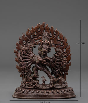 Oxidized Copper Yamantaka wth Consort Statue | Symbol of Fearlessness and Wisdom