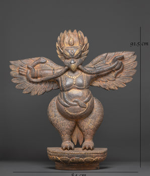 Garuda Wooden Statue | Buddhist Guardian Sculpture