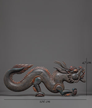 Guardian Dragon Figure | Tibetan Buddhist Wooden Sculpture