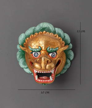 Sacred Mythical Guardian Wall Decor | Handcrafted Gold-Plated Copper Lion Masks