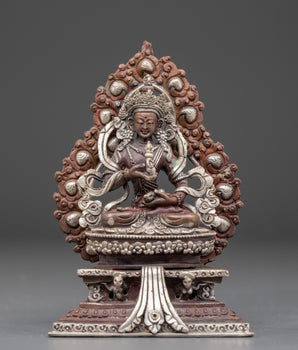 Tibetan Handcrafted Vajrasattva Statue | Silver Plated Traditional Art