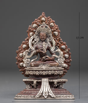 Tibetan Handcrafted Vajrasattva Statue | Silver Plated Traditional Art