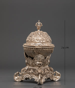 Kapala for Buddhist Ritual | Silver Plated Copper Skull Cup