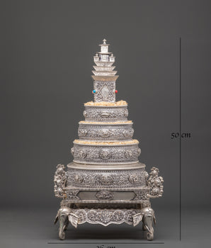 Copper Silver Plated Mandala Offering Set | Buddhist Ritual Set