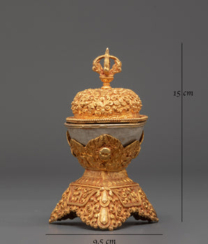 Handmade Gold Plated Kapala | Tibetan Ritual Skull Cup