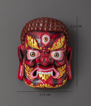 Handcrafted Dorje Drolo Mask | Wooden Tibetan Ritual Mask