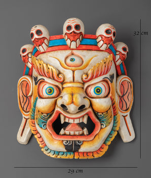 Wooden Bhairav Mask Wall Hanging | Tibetan Buddhist Protector Mask