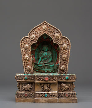Tibetan Ghau Box with Buddha Sculpture for Relics