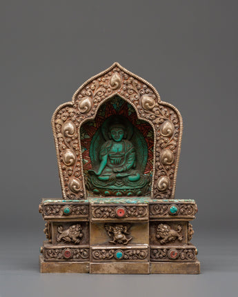 Tibetan Ghau Box with Buddha Sculpture for Relics