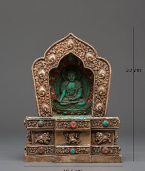 Tibetan Ghau Box with Buddha Sculpture | Handmade Relic Box for Spiritual Collectibles