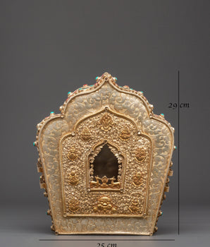 Copper Gold Plated Ghau Box with Semi Precious Stones | Altar and Decor