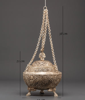Traditional Silver Plated Incense Burner | Handcrafted Copper Altar Accessory