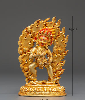 Golden Wealth Guardian Black Dzambhala Statue | Protection and Dharma Artwork