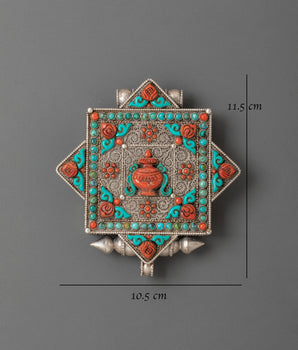 Handcrafted Ghau Box Locket with Vase Motif | Tibetan Prayer Amulet
