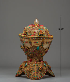 Kapala Skull Cup for Buddhist Rituals | Sacred Tibetan Offering Vessel