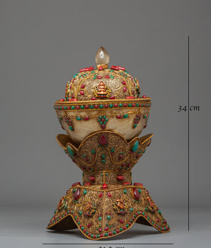 Sacred Kapala Ritual Offering Cup | Traditional Tibetan Altarware