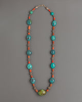 Turquoise and Coral Beaded Mala