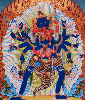 Wrathful Chakrasamvara Thangka | Hand-Painted Tibetan Buddhist Deity Art