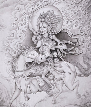 Divine Protector: Palden Lhamo Thangka Print | Mahakala Thangka Artwork | Spiritual Guidance Print