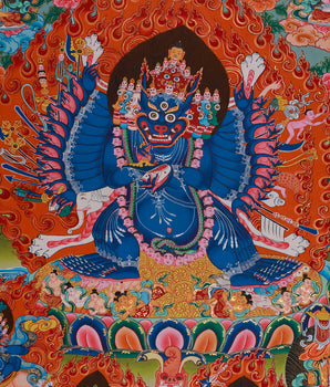 Wrathful Yidam Yamantaka Thangka | The Conqueror of Death | Traditional Tibetan Vajrayana Art