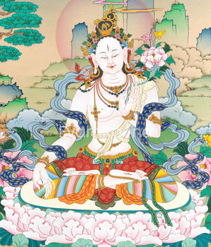 White Tara Meditation Art Print | Goddess Of Compassion and Longevity | Spiritual Decors