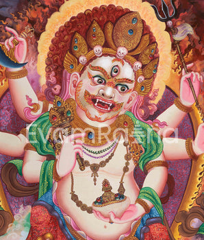 Sacred White Mahakala Canvas Print | Tibetan Buddhist Wrathful Deity | Divine Protection