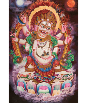Sacred White Mahakala Canvas Print to Elevate Your Mediation Practice