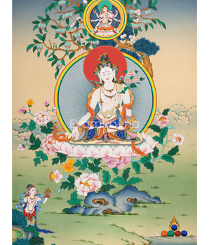 White Tara Wall Art | Traditional Painting| Himalayan Art